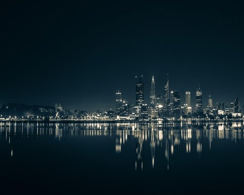 Perth city skyline viewed across the Swan River
